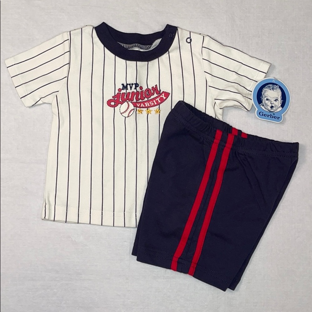 2 Pc. Pinstriped Tee Shirt with Matching Short Set
